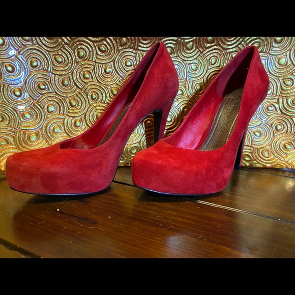 BCBGeneration Shoes - BCBG Red Suede Heels